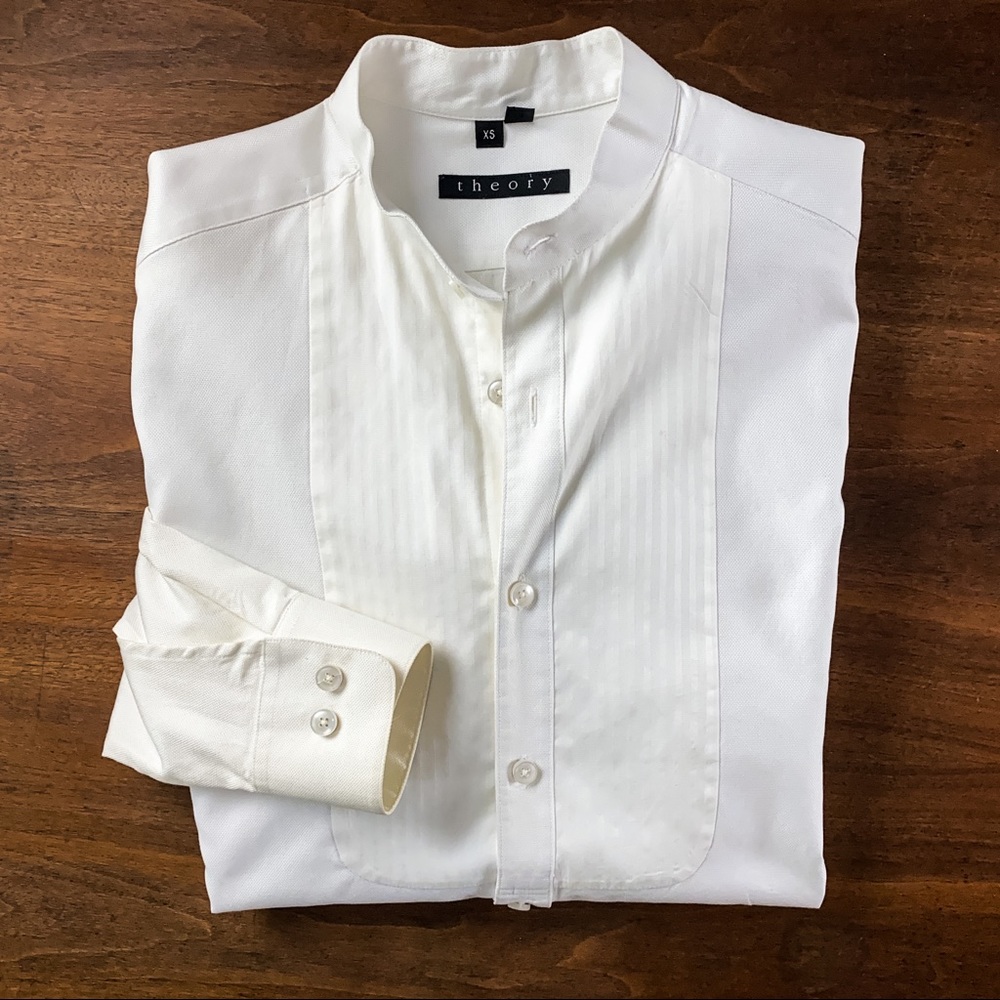 Theory White Tux Shirt